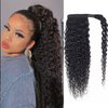 Seelaak Long Curly Human Hair Ponytail Wrap Around Kinky Curly Thick Brazilian Human Hair Extensions Jerry Curl Clip ins Silky Hair Pieces Natural Black for Black Women Update 120g (24 inch)