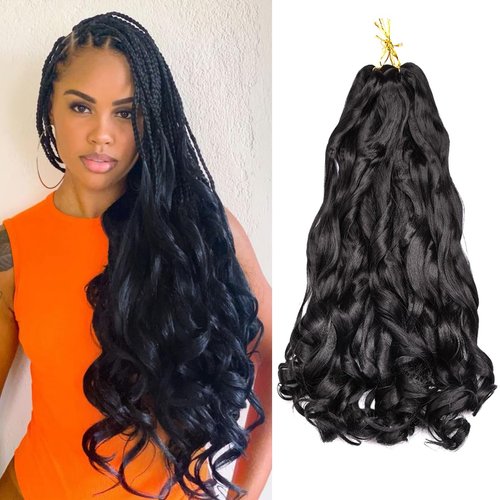 Amir Hair 8 packs French Curly Braiding Hair 20 Inch Loose Wave Braiding Hair Pre Stretched Synthetic Hair Extensions (1B) …