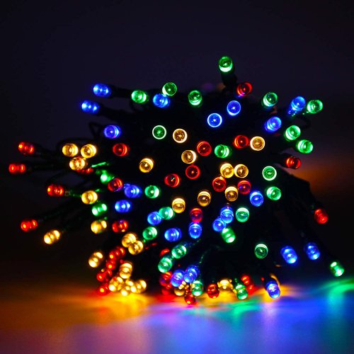 4pk Multi-Colored Solar Christmas Lights Outdoor Waterproof, 400 LED 132 FT Solar Powered LED String Lights Green Wire with 8 Modes, Solar Fairy Lights for Xmas Tree Party Wedding Garden Decorations