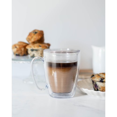 Tervis Clear & Colorful Lidded Made in USA Double Walled Insulated Tumbler Travel Cup Keeps Drinks Cold & Hot, 16oz Mug, Black Lid