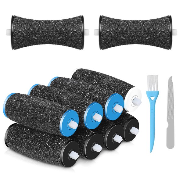 10PCS Pedi Replacement Rollers ​Compatible with Amope Pedi Perfect Electronic Foot File, with 2 Curved& 4 Extra Coarse& 3 Regular& 1 Soft, for Foot Scrubber Callus Remover, Ped Egg Powerball