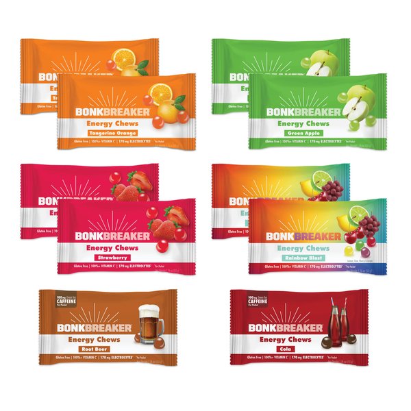 Bonk Breaker Energy Chews, Gluten-Free, Dairy-Free Ingredients to Provide Quick Energy and Focus, 1 Box of 10 Packets, Variety Pack