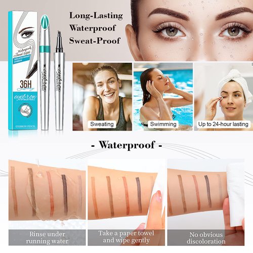 Eyebrow Pencil Eyebrow Microblading Pen - Eye Makeup Eyebrow Pen Micro 4 Point Brow Pen Lift & Snatch Eyebrow Microblading Pen Long-Lasting Waterproof Natural Eyebrow Hair (Light Brown)