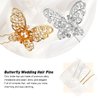 16Pcs Butterfly Wedding Hair Pins, FHDUSRYO Shiny Bridal Hair Clips, Crystal Pearl Butterfly Hairpin, U Shaped Rhinestone Hair Barrettes, Wedding Hair Accessories for Women, Girls, Party (Gold)