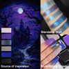 Afflano Goth Eyeshadow Palette Purple Blue, Multichrome Chrome Blue Purple Matte Black White Grey Dark Eye Shade, Gothic Halloween Makeup Eye Shadow Pallet for Costume Joker Clown Cosplay SFX Makeup