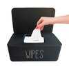 Moorfowl Baby Wipes Dispenser,7.28"L * 4.80"W *2.75"H,Flushable Wipes Holder for Bathroom Refillable Wipes Container Box Sleek Bathroom Decor Baby Registry Essential,Black Wipes