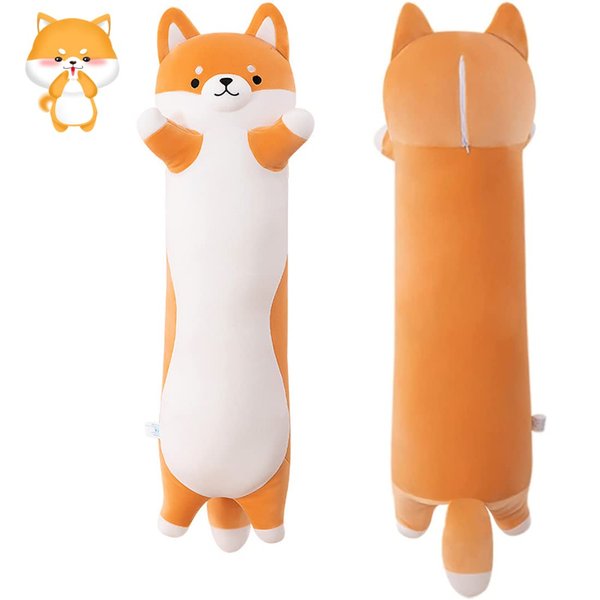 MIAOHAHA Long Plush Shiba Inu Dog Toy Pillow Soft Stuffed Animal Akita Corgi Toy Plush Toy Pillow Hugging Pillow for Kids and Girls(Shiba, 70cm/27.5in)
