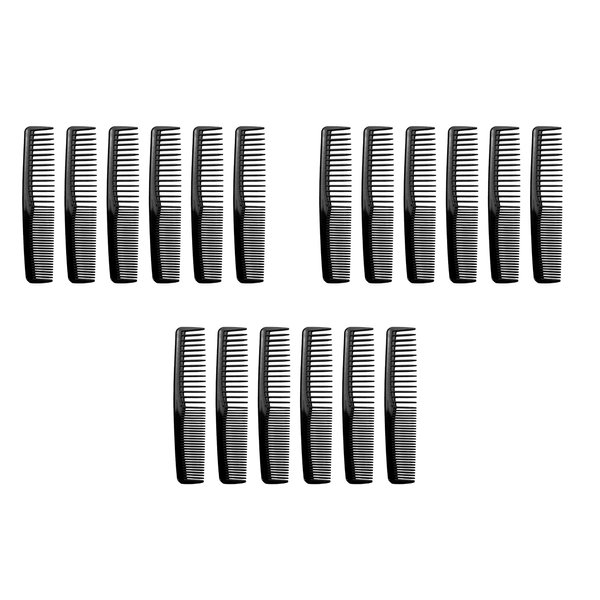 QITIMIR Black Hair Comb Set 18 Piece in Pack, Hair Combs For Women and Men and Kids, Detangler Comb, Wide Tooth Combs, Ideal For Cutting… (Black)