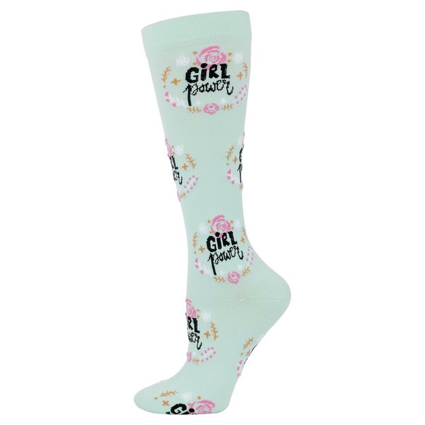 Sliced Peach Valencia Med Nurse Medical Compression Sock, Girl Power