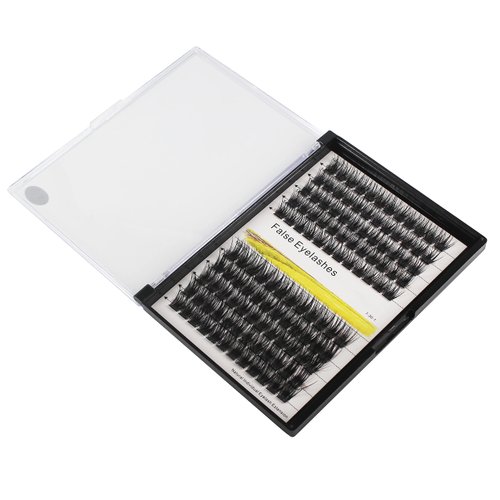 Bodermincer 120 Clusters 10mm+12mm/12mm+14mm/14mm+16mm Mixed Wide Cluster False Eyelash Individual Cluster EyeLashes Grafting Fake False Eyelashes Eyelash Extension (Black 10mm+12mm Mixed)