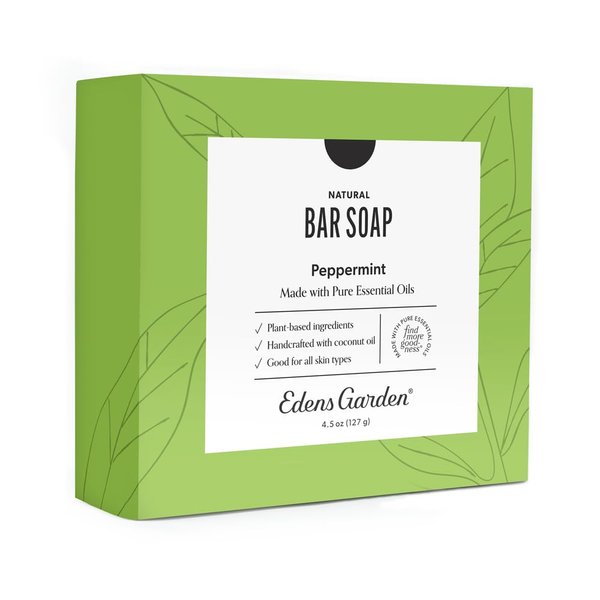 Edens Garden Peppermint Natural Aromatherapy Cold Processed Bar Soap (Made With Essential Oils, Vegan, For Face & Body), 4.4 oz Bar