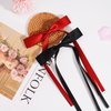 Parcce 4 PCS Tassel Ribbon Bowknot Hair Clips With Long Tail for Women Girl Teens Kids, Solid Holder Fashion Bow Bowknot Hair Accessories Headwear Barrettes Claw(Black&Red)