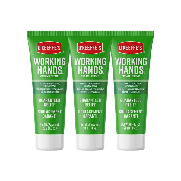O'Keeffe's Working Hands Hand Cream; For Extremely Dry; Cracked Hands; 1 oz Tube; (Pack of 3)
