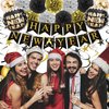 2025 Happy New Year Decorations Kit New Years Eve Party Supplies for Happy New Year Decorations 2025 Black Gold Happy New Year Decor