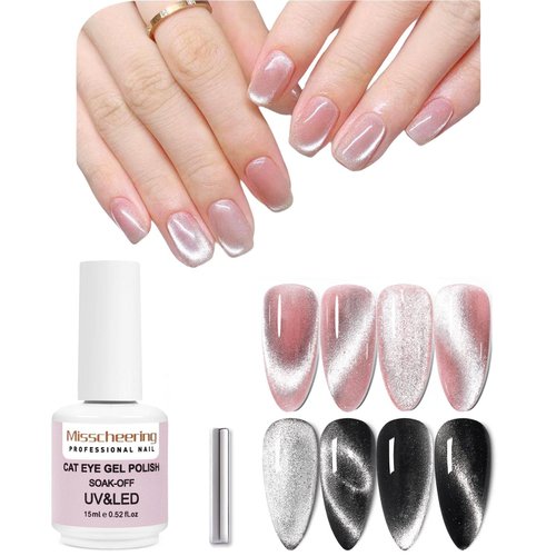 15ml Soak Off 9D Wide Cat Eye Gel Nail Polish Bright Silver UV Magnetic Gel Polish Enamel Lacquer Glitter Velvet Nail Art Varnish