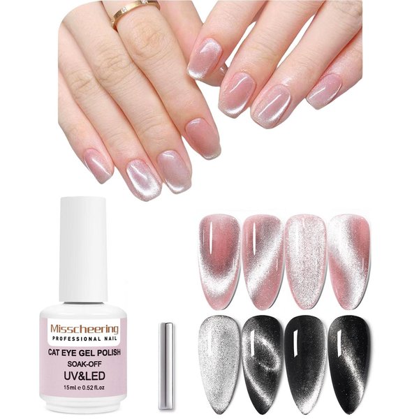 15ml Soak Off 9D Wide Cat Eye Gel Nail Polish Bright Silver UV Magnetic Gel Polish Enamel Lacquer Glitter Velvet Nail Art Varnish