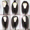 Falswan Kinky Straight Headband Wigs for Women Glueless Synthetic Headband Long Wig Yaki Straight Wigs with Headband Attached 24 Inches Full Machine Made None Lace Front Wigs