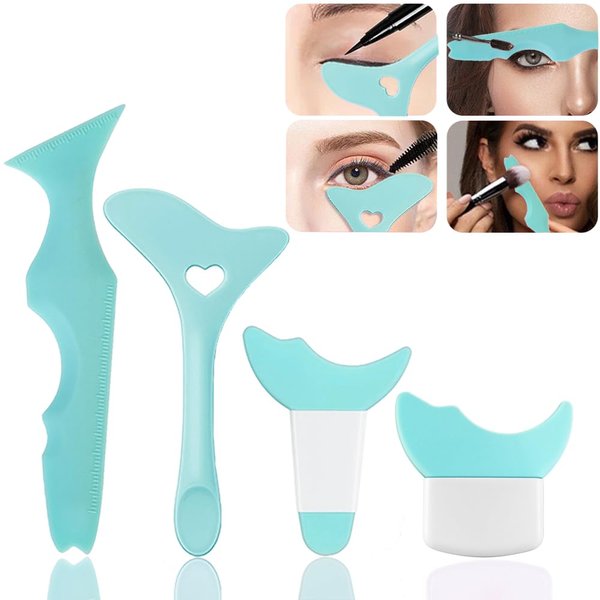 CTTHNBD Silicone Eyeliner Stencils Wing Eyeliner Tool Reusable Mascara Guard Wing Eyeliner Eyelash Lipstick Eyeshadow Applicators Guide Multifunctional Makeup Tool Eyeline Aid for Beginne