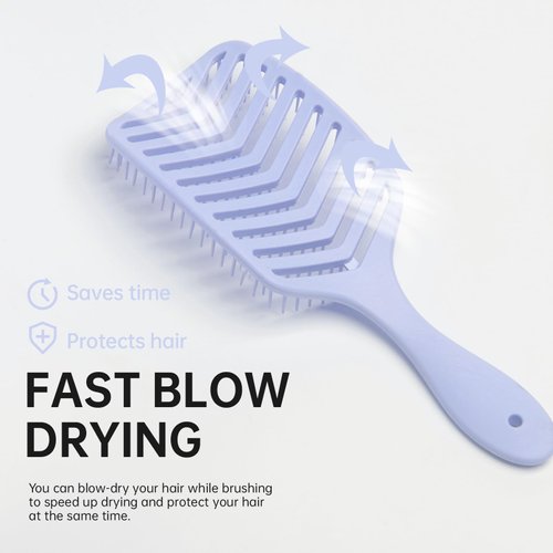 Detangling Brush, Dry and Wet Vented Detangler Hair Brush for Women and Men, Professional Paddle Curved Styling Hairbrush for Straight/Curly/Thick/Long/Wavy/Damaged Hair,Light blue…