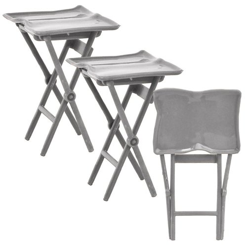 Set of 3 Silver TV Trays for Wrestling Action Figures