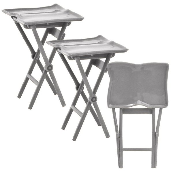 Set of 3 Silver TV Trays for Wrestling Action Figures