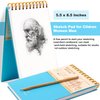 Sketchbook for Drawing Top Spiral Bound Sketch Pad for Kids 5.5" x 8.5" Hardcover Sketch Book(68lb/100gsm) Small Artist Drawing Blank Paper Notebook for Painting Sketching Pad with Pencil, Blue