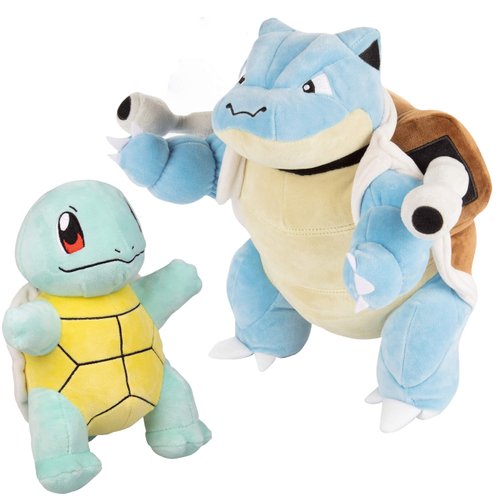 Pokemon 12" Blastoise & 8" Squirtle Plush 2-Pack - Evolution Set - Officially Licensed - Quality Soft Stuffed Animal Toy Figures - Gift for Kids, Boys, Girls - 2+