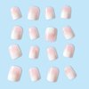 WAFOLOZE Nails Press ons,White Ombre Short Square Press on Nails Fake Nails Glossy Acrylic Artificial Nails Stick on Nails for Women 24Pc