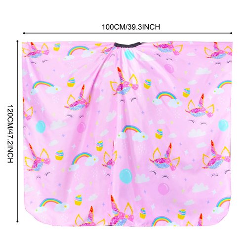 PAMAID Kids Haircut Cape Waterproof Barber Cape Cover, Unicorn Hair Cutting Cape for Girls with Adjustable Snap Closure (Unicorn)