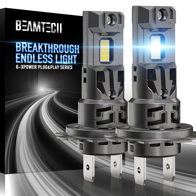 BEAMTECH H7 Bulbs, G-XPower Chips 500% Brighter 6500K White Plug and ...