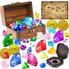 YUJUN Diving Gem Pirate Toys Colorful Pool Acrylic Diamonds Pirate Treasure Chest Gold Coins with Underwater Swimming Throw Pirate Toy for Kids Birthday Summer Swimming Pool Party Favor