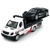 Flatbed Truck Toy Rescue Tow Truck Transport Trailer Car Carrier Metal Diecast Pull Back Vehicles 2 in 1 Vehicle Playset Toy Trucks for Boys Kids Toddlers Birthday Gifts for Age 3 4 5 6, White