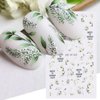5D White Flower Nail Stickers, Summer Nail Decals Self Adhesive Leaf Nail Stickers for Nail Art Green Leaves Nail Art Suppliers Embossed Lily Nail Decoration Floral Nail Accessories Blossom Nail Art
