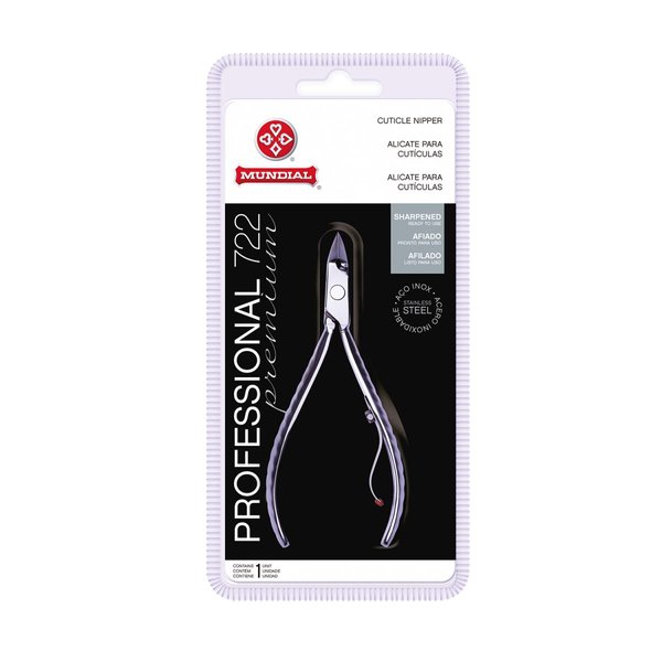 Professional Mundial 722-PR Cuticle Nipper with Full Jaw Stainless Steel Short Handle