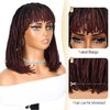 Lady Hanne Braided Bob Wigs for Black Women Short Box Braid Wig with Bangs Afro Braid Synthetic Ombre Red Black African American Women Wig