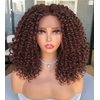 Annivia 16inch Curly Lace Front Wigs for Black Women Chocolate Brown Short Curly Lace Front Wig Pre Plucked with Baby hair,Synthetic Kinky Afro Short Curly Frontal Hair Wig（Chocolate Brown）