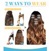 Evala Clip in Hair Extensions, 7pcs 120g Clip in Hair Extensions Real Human Hair 18 inch Clip ins #P4/27 Chocolate Brown to Caramel Blonde Hair Extensions Clip ins Brown Human Hair Extensions