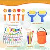Early Learning Kids Paint Kit Washable Finger Paints with Assorted Painting Brushes Stamps Sponges Palette for Toddlers Children Crafts Drawing Gift Age 3+