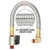HK Extended Tank Drain Assembly Kit with 10 Inch Braided Steel Hose 1/4 Inch Drain Valve and Elbow Fitting for Air Compressor