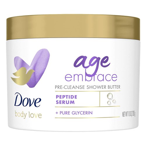 Dove Body Love Shower Cleansing Butter For Maturing Skin Age Embrace Cleanser is Silkier than Body Wash with Glycerin and Peptides 10 oz