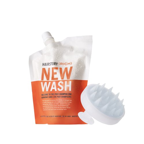 Hairstory New Wash RICH Extra Moisturizing Cleansing Cream + Scalp Brush for Dry Hair | Effortless Detangling | Color Protectant | Sulfate & Paraben Free | Shampoo & Conditioner Alternative, 8oz