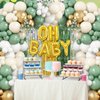 Sage Green Baby Shower Decorations,Boho Greency Neutral Balloon Arch with Oh Baby Balloon Banner Green Gold Balloons For Boy Girl Woodland Baby Shower Birthday Party Supplies