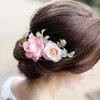 Fangsen Wedding Boho White Sequin Rose Flower Hair Clips Floral Hair Accessories for Brides and Bridesmaids Black (Pink)