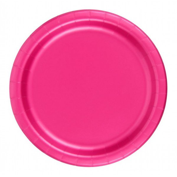 Party Favors Plus 240 Hot Pink (10 Pks of 24) 7 Inch Wax Coated Plain Solid Color Dessert Cake Paper Plates