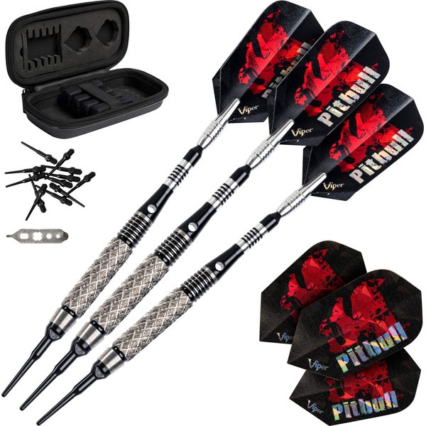 Viper by GLD Products unisex adult Full Knurling (18 Grams) Viper Pitbull Soft Tip Dart 18gm Diamond Cut Barrel , Black, Crosscut US