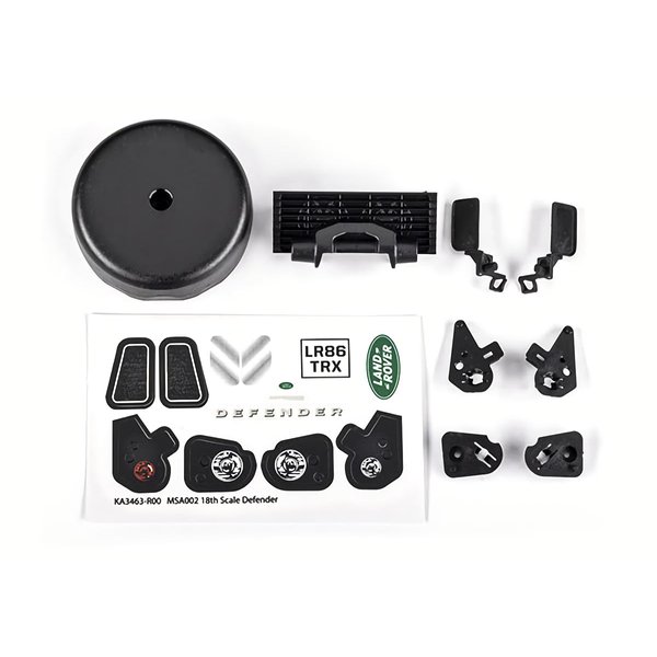 TRAXXAS TRX4M Grille/ mirrors, side (left & right)/ spare tire cover/ light retainers, body (front & rear, left & right)/ decal sheet (fits #9712 body)