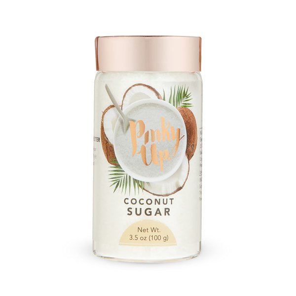 Pinky Up Coconut Sugar - Flavored Sugar - Cocktail Rimming Sugar for Margaritas and Sanding Sugar in 3.5oz Glass Jar