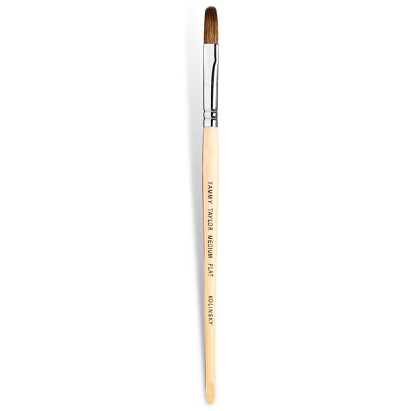 Tammy Taylor Kolinsky Sable Brush | Real Sable Hair | Professional Salon Quality Flat Oval Acrylic Nail Brush | Easy to Clean | Durable Wood Handle with Slanted Tip | Medium