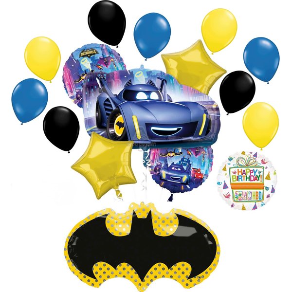 Anagram Batwheels Birthday Party Supplies 16 pc Bat Emblem Balloon Bouquet Decorations, BQ_4205
