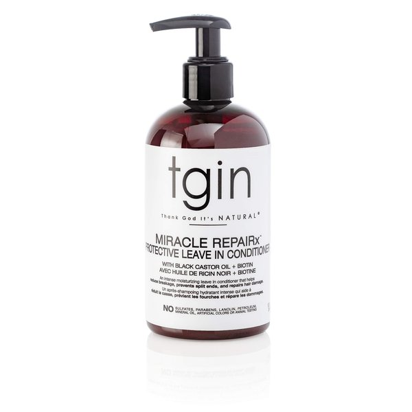 tgin Miracle RepaiRx Protective Leave In Conditioner for Natural Hair - Biotin - Black Castor Oil - Paraben Free - Protective - Curls - Kinks - Waves - Repair - Restore - 13 oz